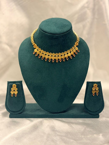 Traditional Gold Temple Coin Necklace Set,llb719