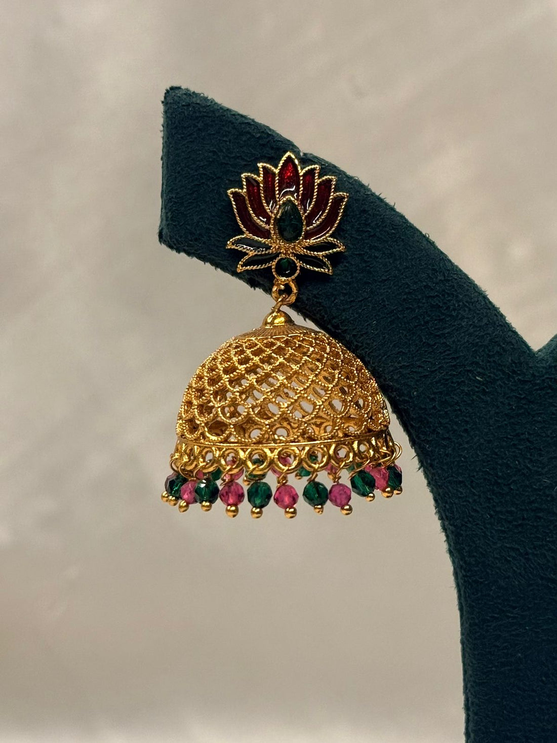 Traditional Gold Plated Lotus Jhumka Earrings,llb722
