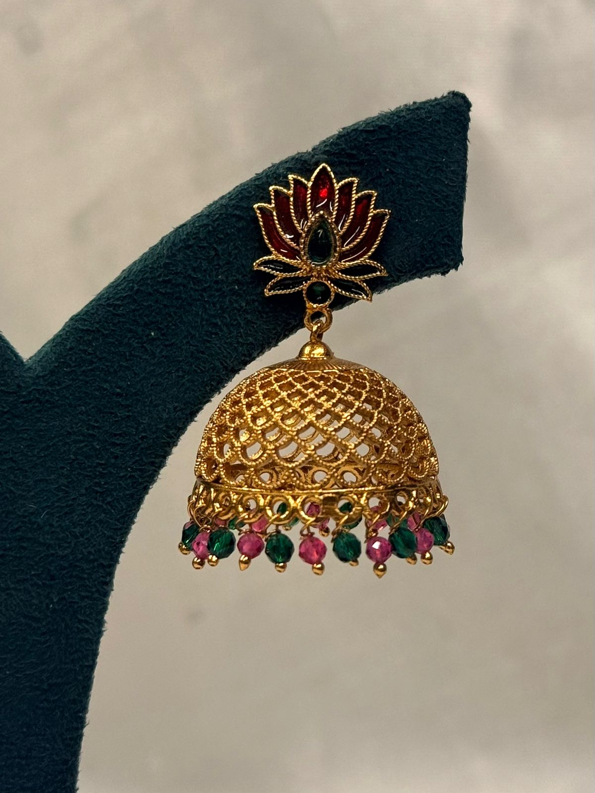 Traditional Gold Plated Lotus Jhumka Earrings,llb722