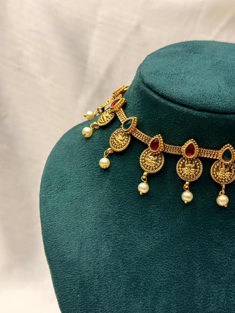Antique Gold-Plated Lakshmi Coin Necklace Set,llb744