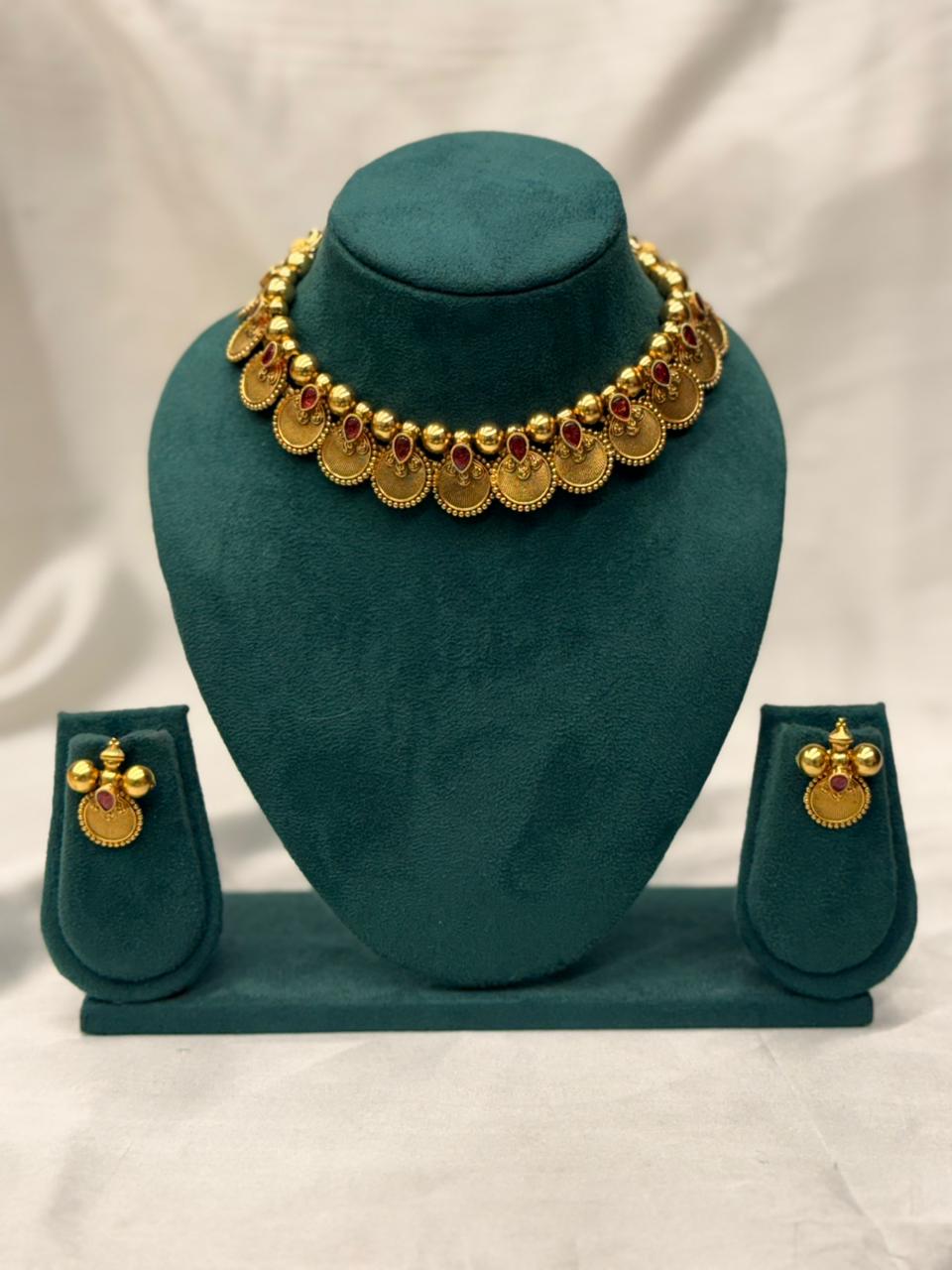 Ruby Red Stones and Classic Coin Motifs,llb741