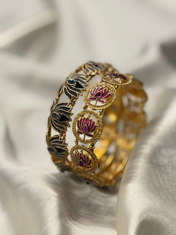 Buy 1 Get 1 free ,traditional lotus design gold bangale ,llb750