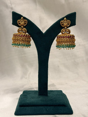 Antique Gold Lakshmi Temple Jhumka,llb757