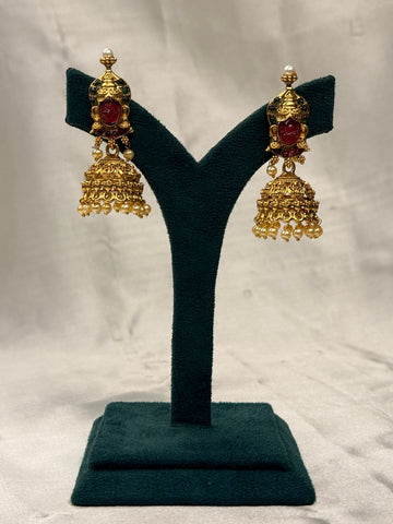 Regal Temple-Inspired Gold Jhumka,llb755