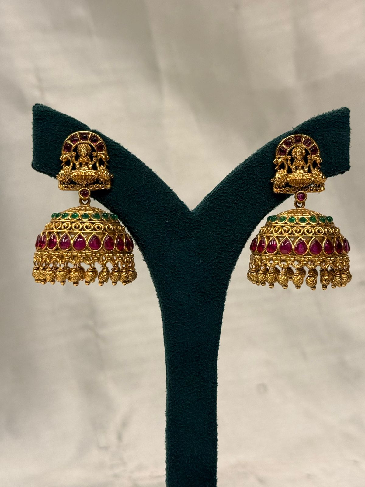 Traditional Temple Jhumka Earrings with Ruby,llb756