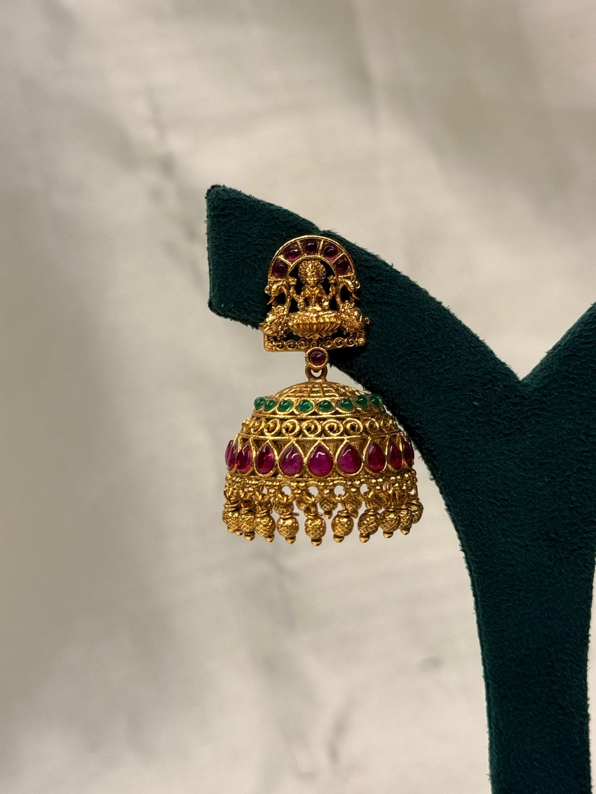 Traditional Temple Jhumka Earrings with Ruby,llb756