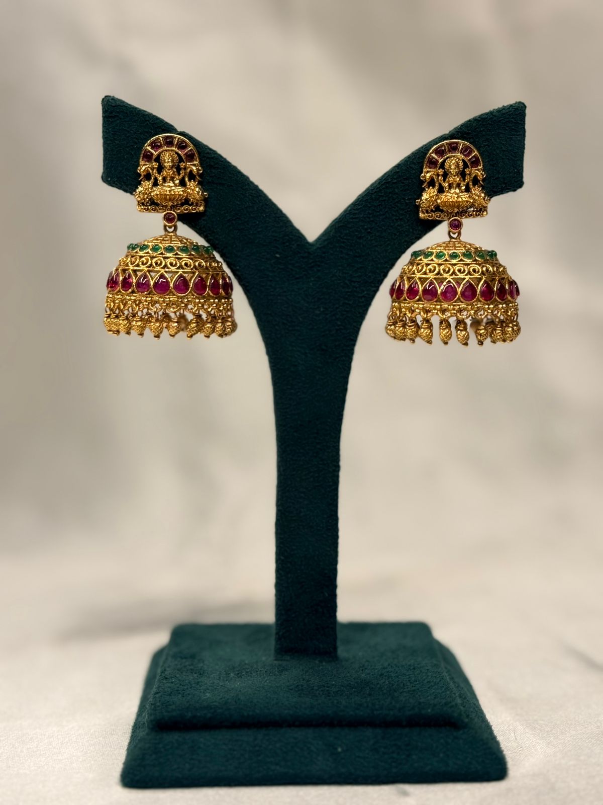 Traditional Temple Jhumka Earrings with Ruby,llb756