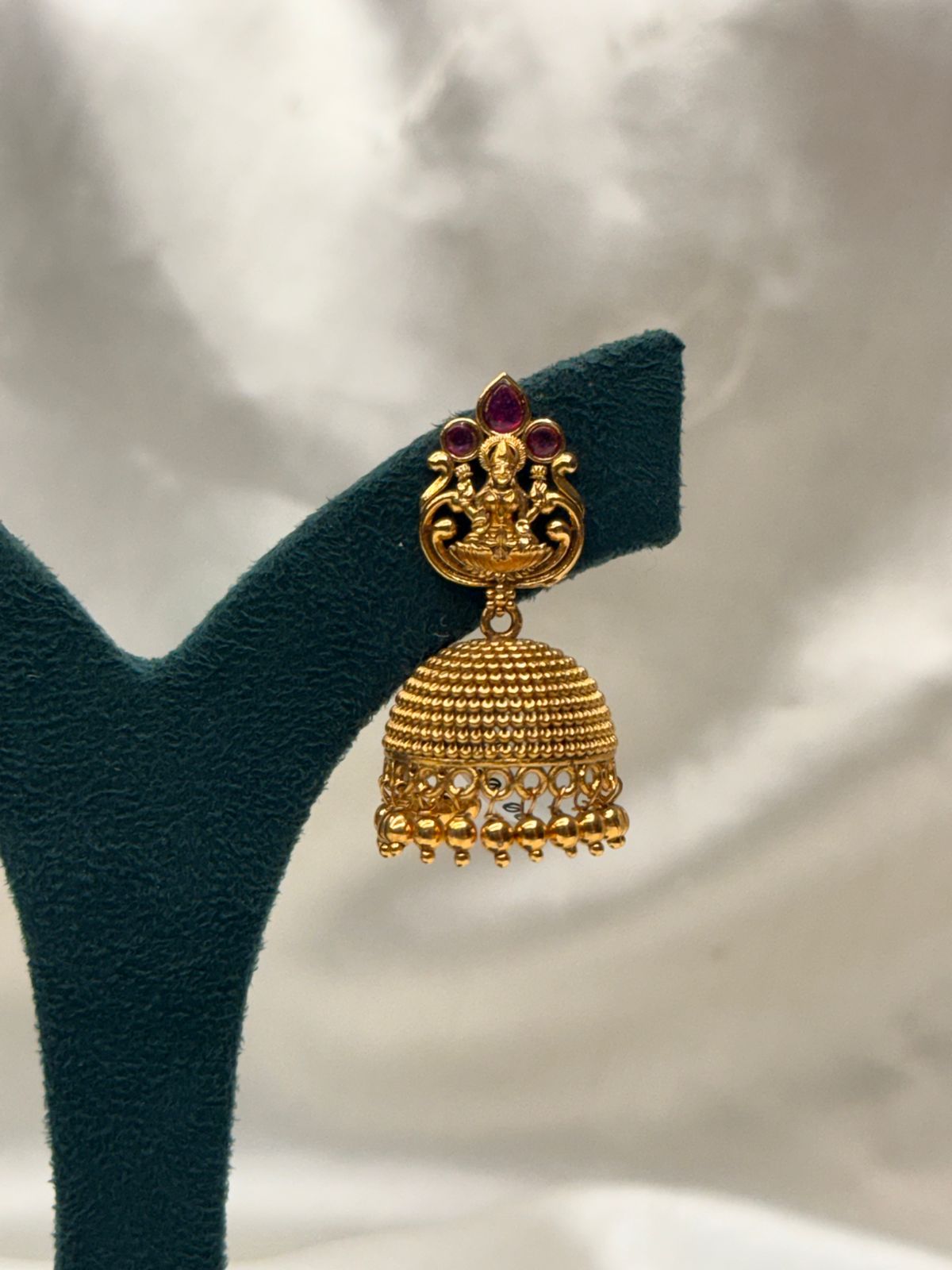 Lakshmi Motif Antique Gold Jhumka Earrings,llb771