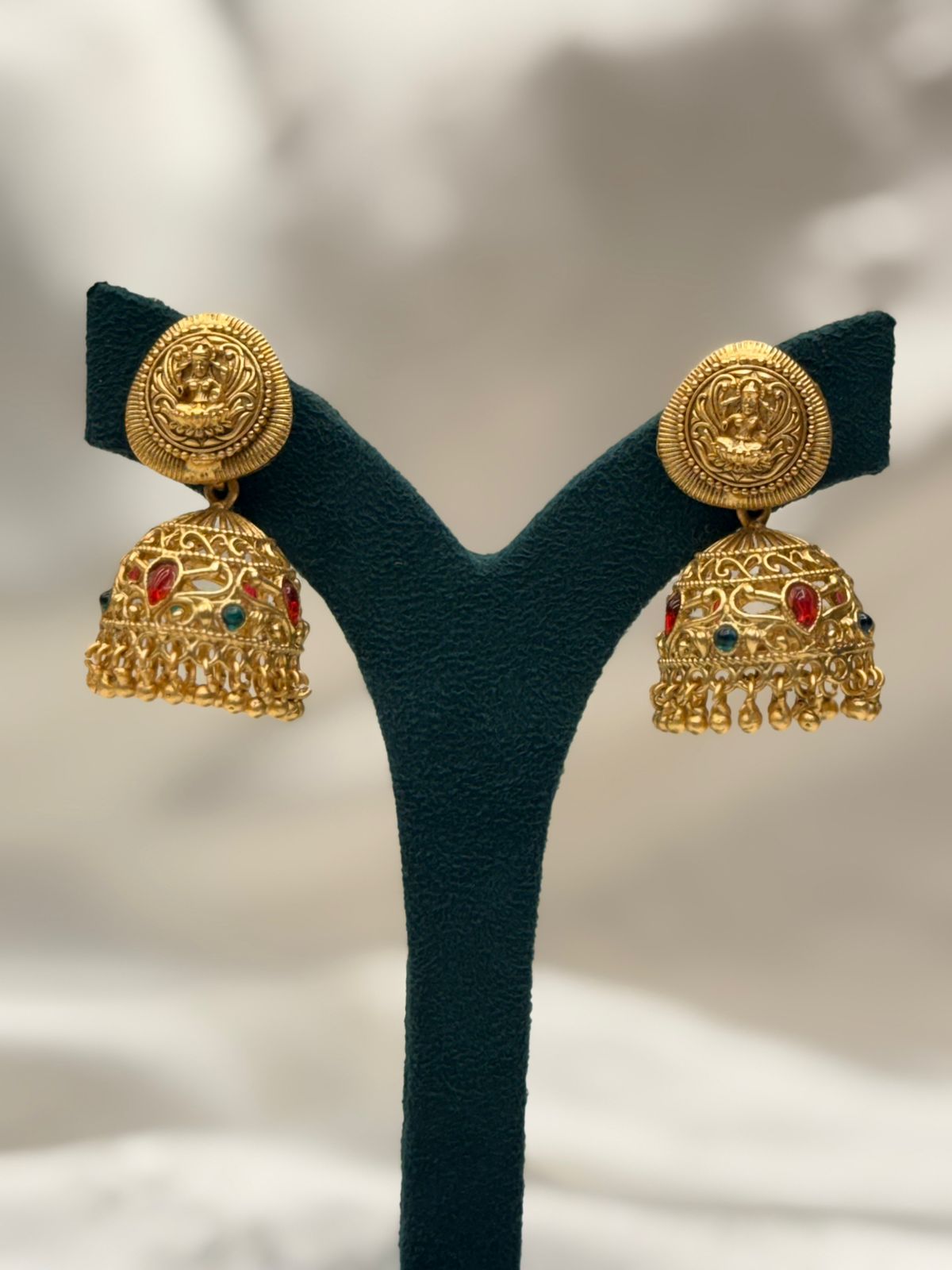 Temple-Inspired Antique Gold Jhumka Earrings,llb770