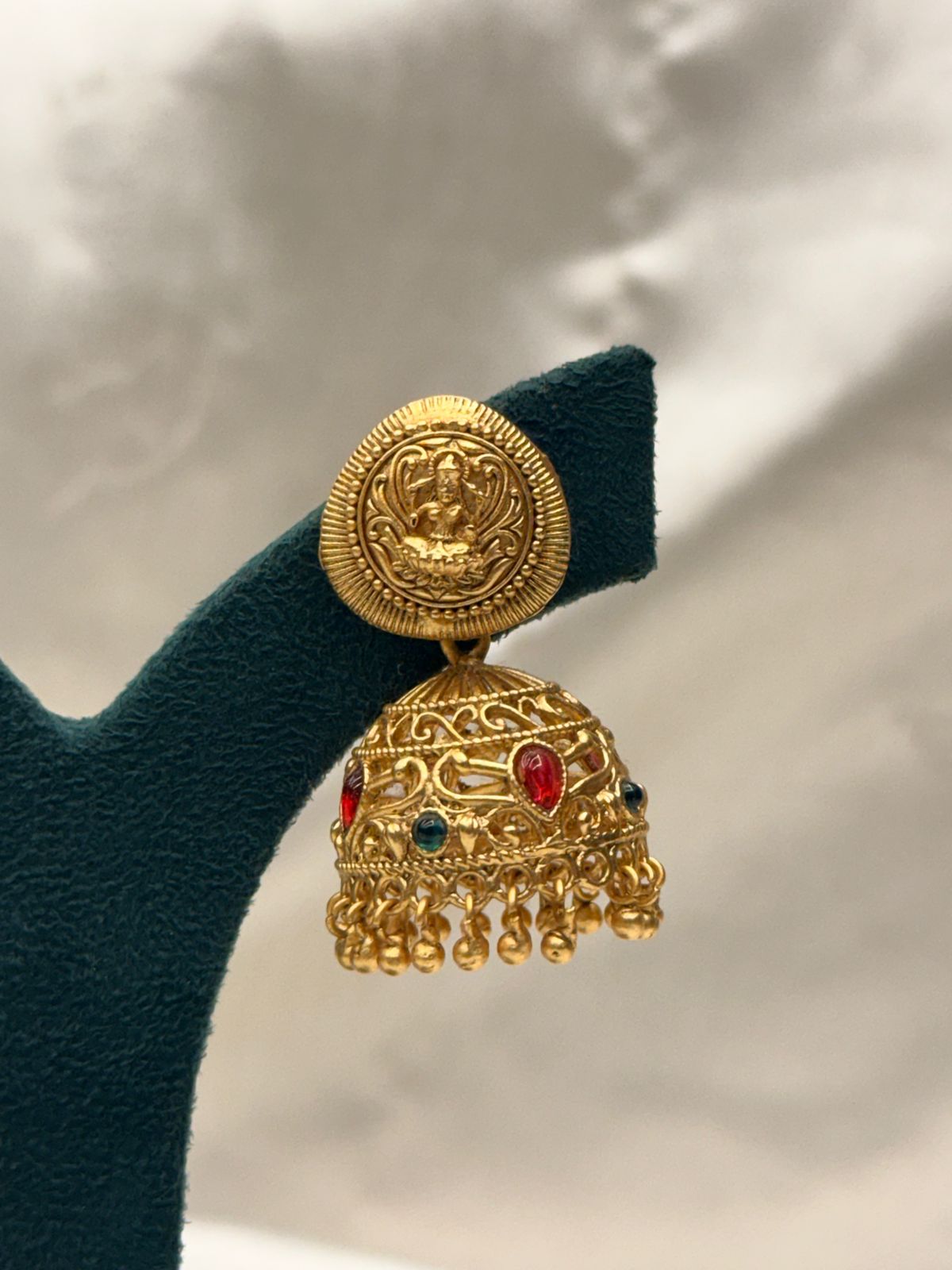 Temple-Inspired Antique Gold Jhumka Earrings,llb770
