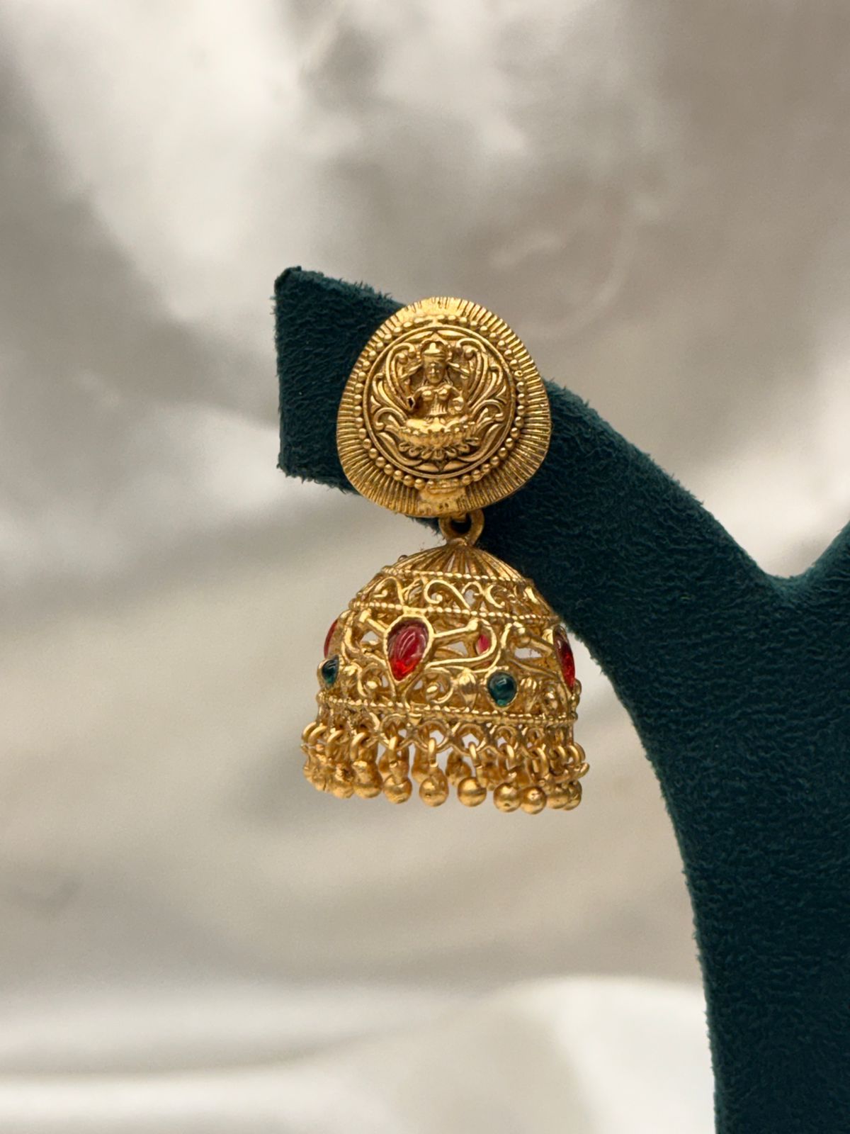 Temple-Inspired Antique Gold Jhumka Earrings,llb770