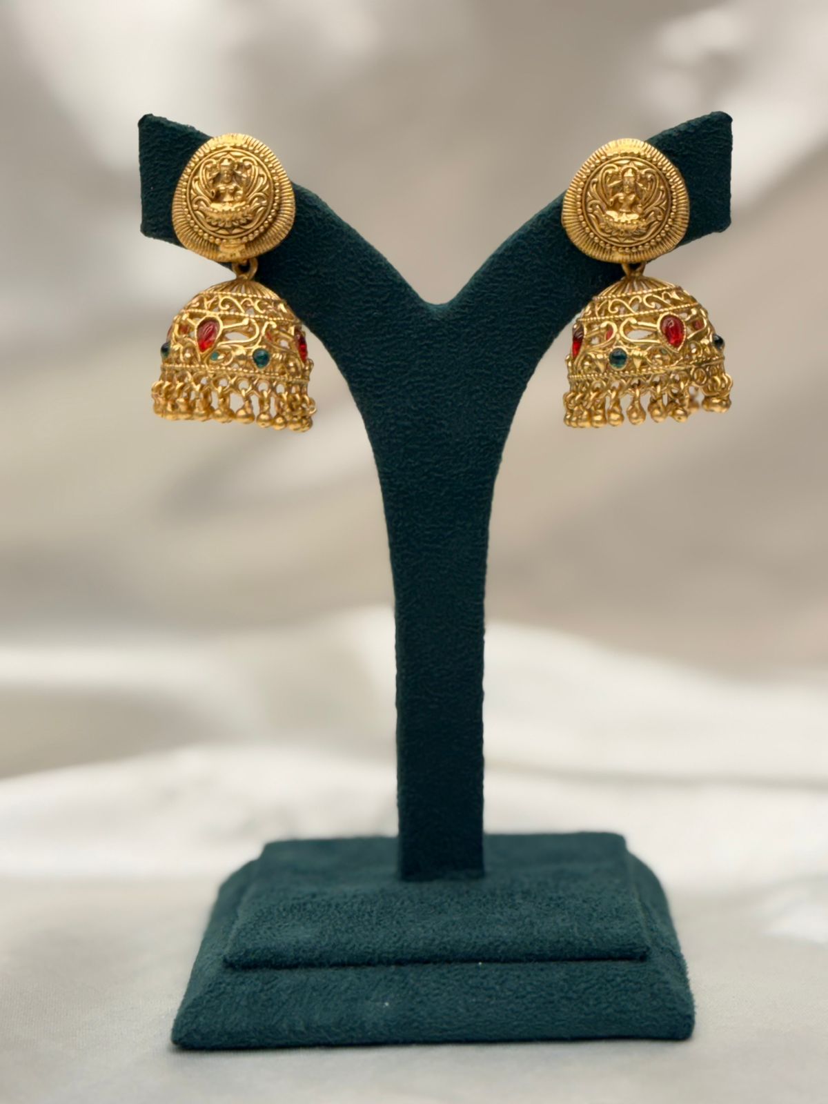 Temple-Inspired Antique Gold Jhumka Earrings,llb770