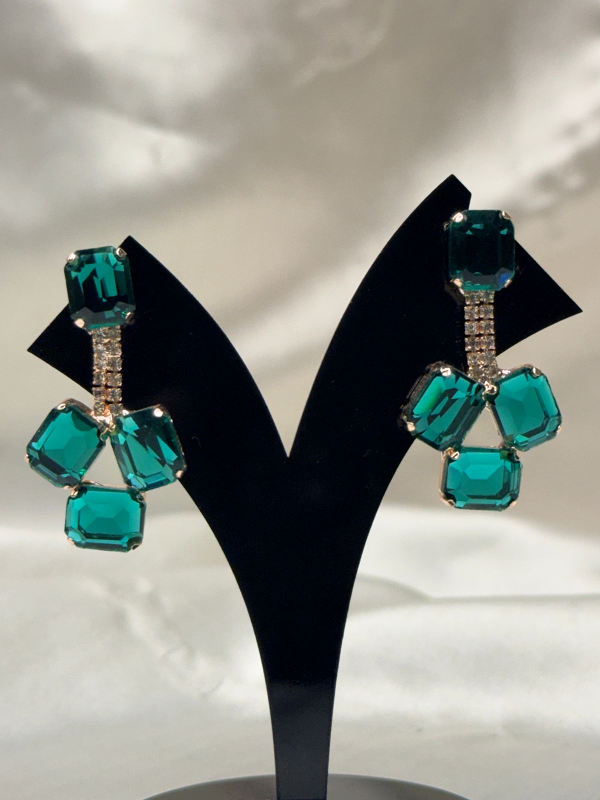 Emerald Green Geometric Drop Earrings,llb767