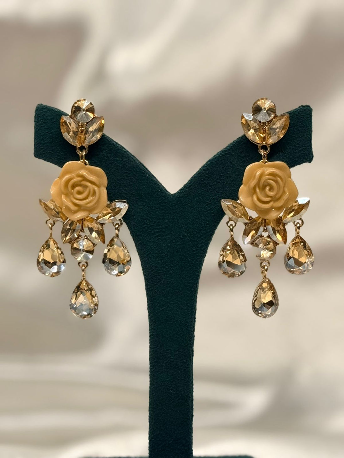 Peach Rose Statement Chandelier Earrings,llb806
