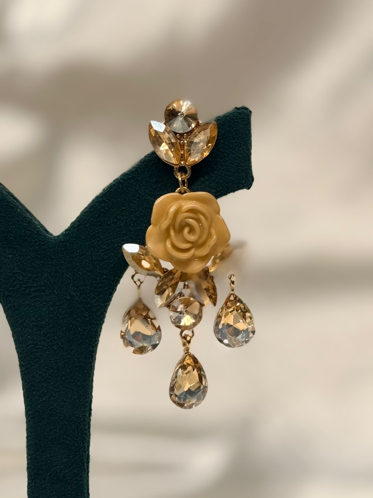 Peach Rose Statement Chandelier Earrings,llb806