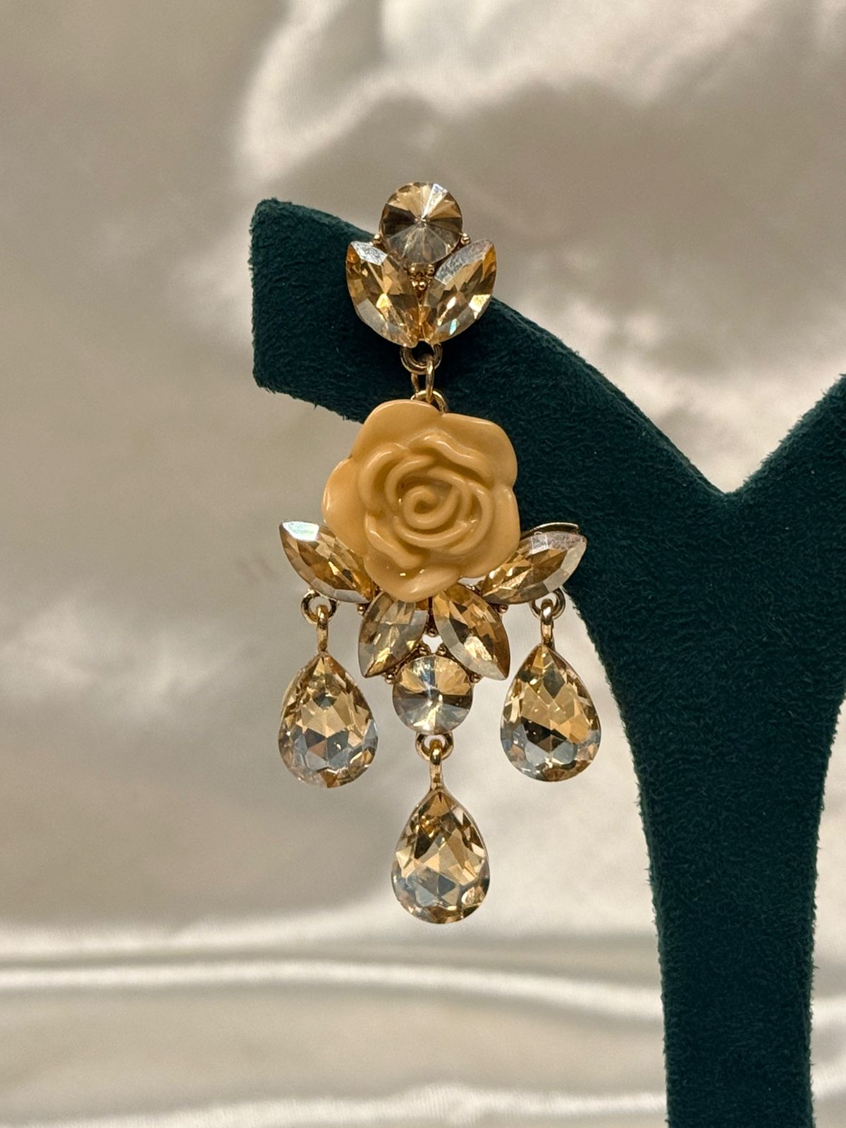 Peach Rose Statement Chandelier Earrings,llb806
