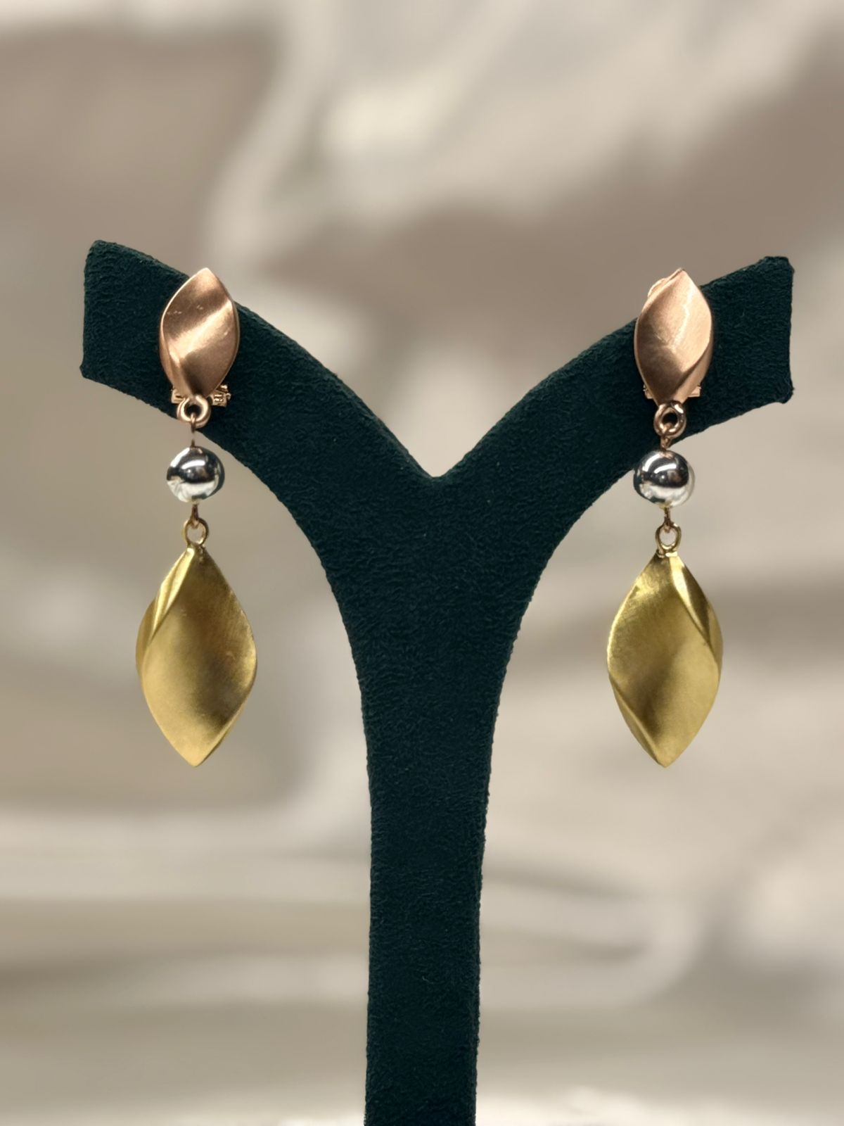 Trendy Dual-Tone Leaf Drop Earrings for Women,llb778
