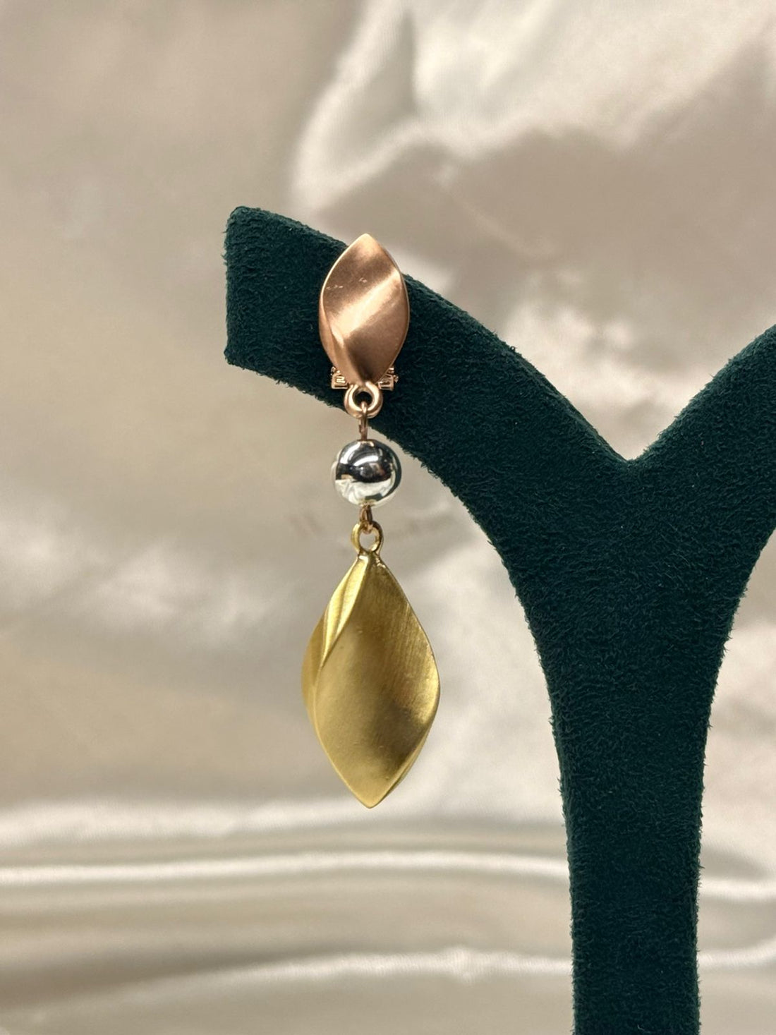 Trendy Dual-Tone Leaf Drop Earrings for Women,llb778