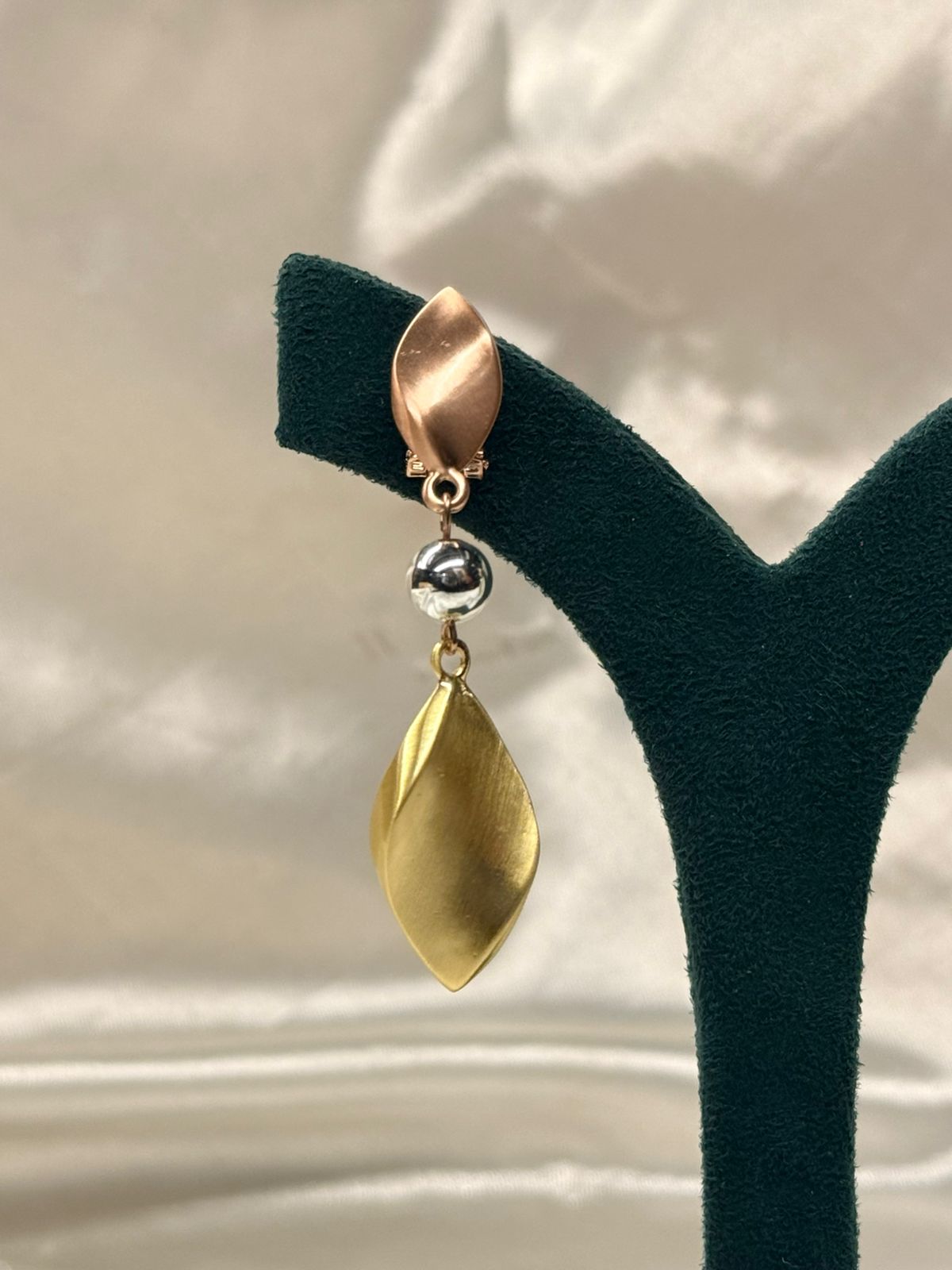 Trendy Dual-Tone Leaf Drop Earrings for Women,llb778
