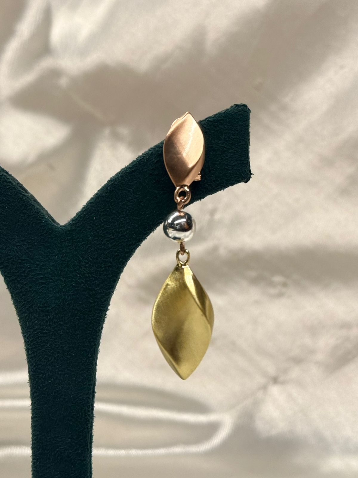 Trendy Dual-Tone Leaf Drop Earrings for Women,llb778