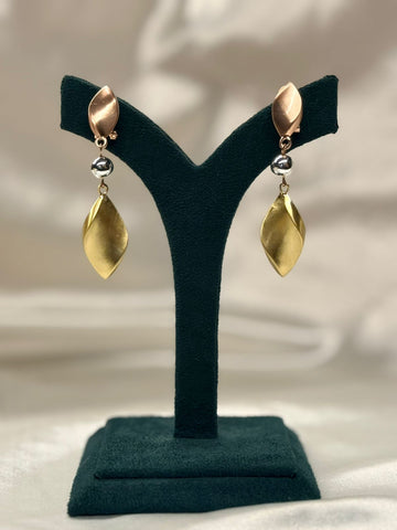 Trendy Dual-Tone Leaf Drop Earrings for Women,llb778