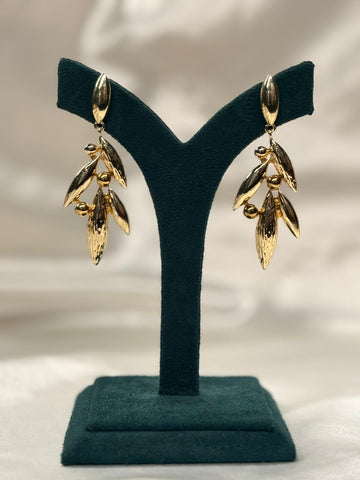 Elegant Gold Leaf Cluster Drop Earrings for Women,llb779