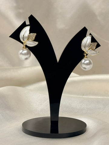 Elegant Pearl Drop Leaf Earrings,llb798