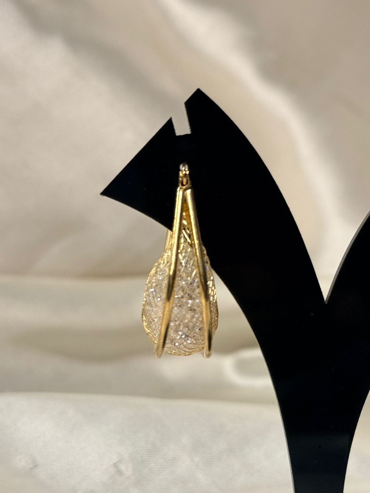 Gold Mesh Teardrop Hoop Earrings,llb791