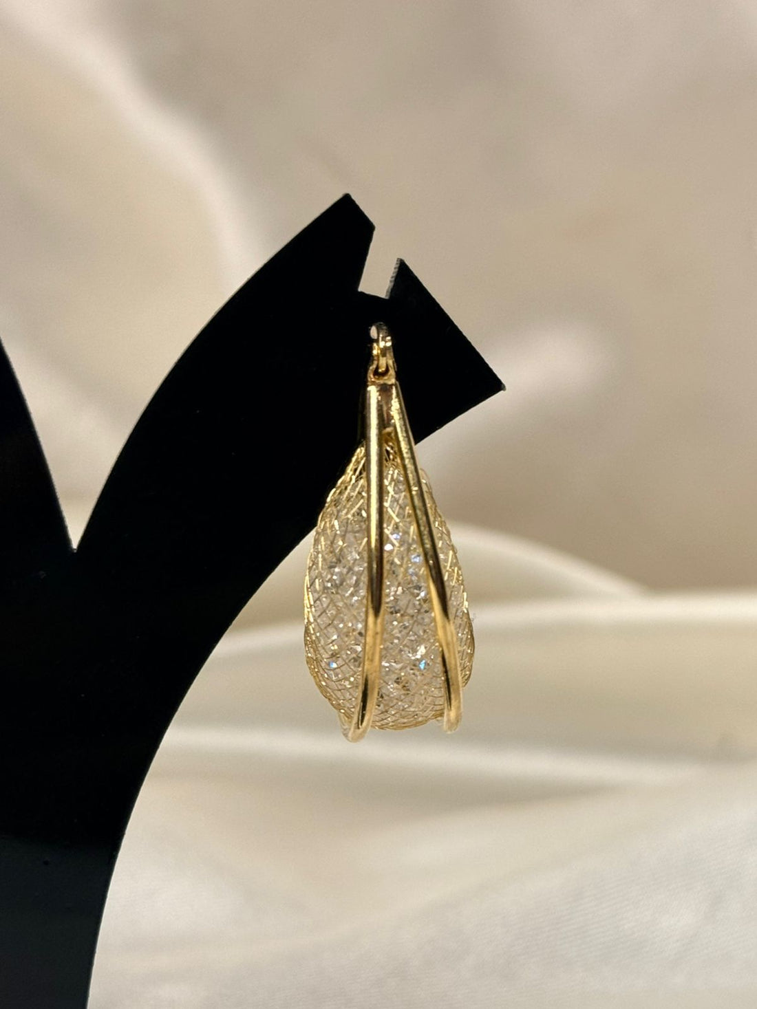 Gold Mesh Teardrop Hoop Earrings,llb791