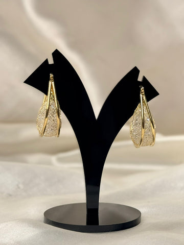 Gold Mesh Teardrop Hoop Earrings,llb791