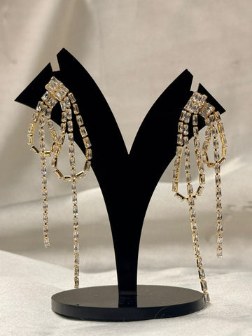 Gold Rhinestone Cascade Drop Earrings,llb826