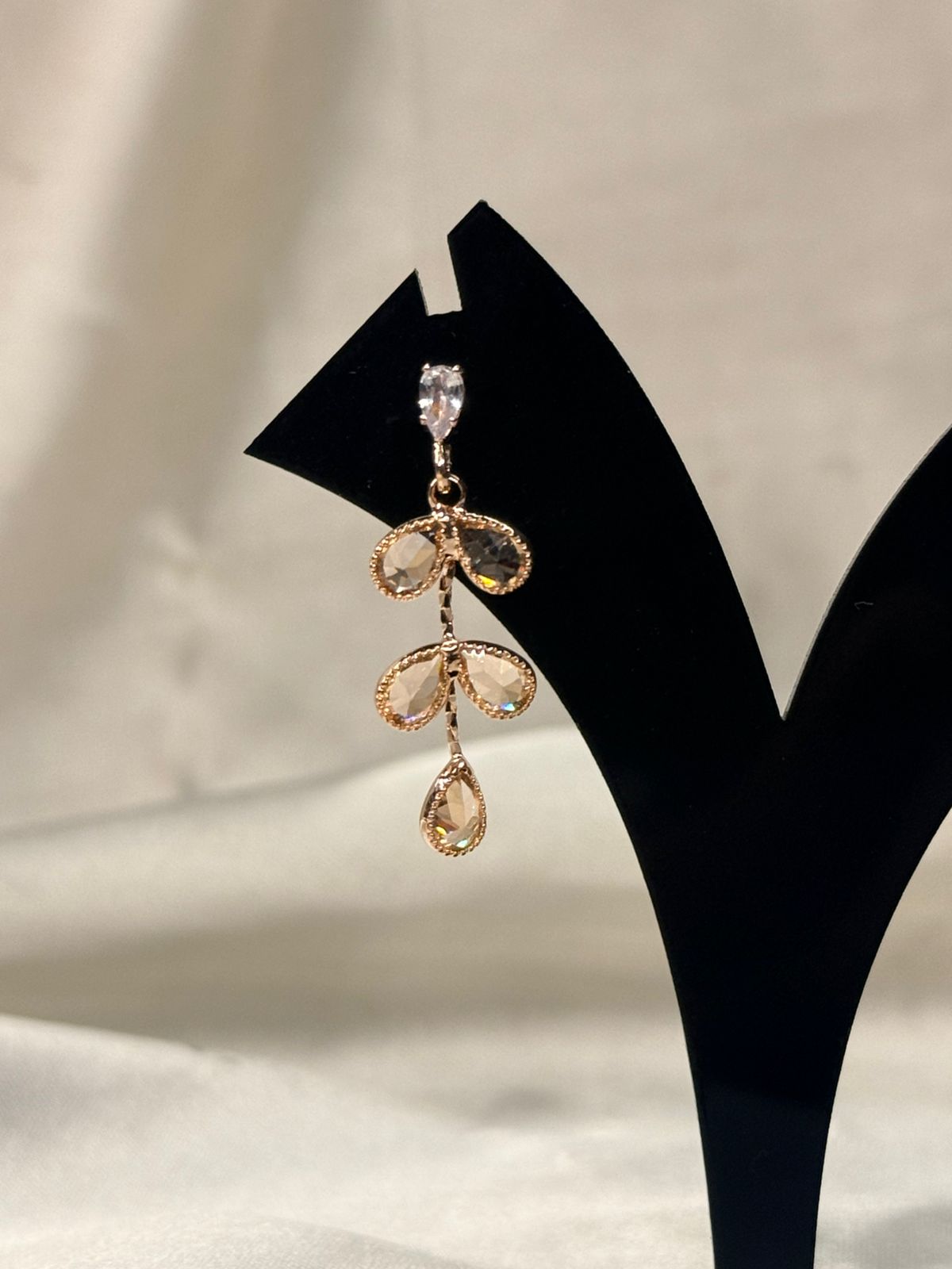 Rose Gold Crystal Drop Earrings,llb820