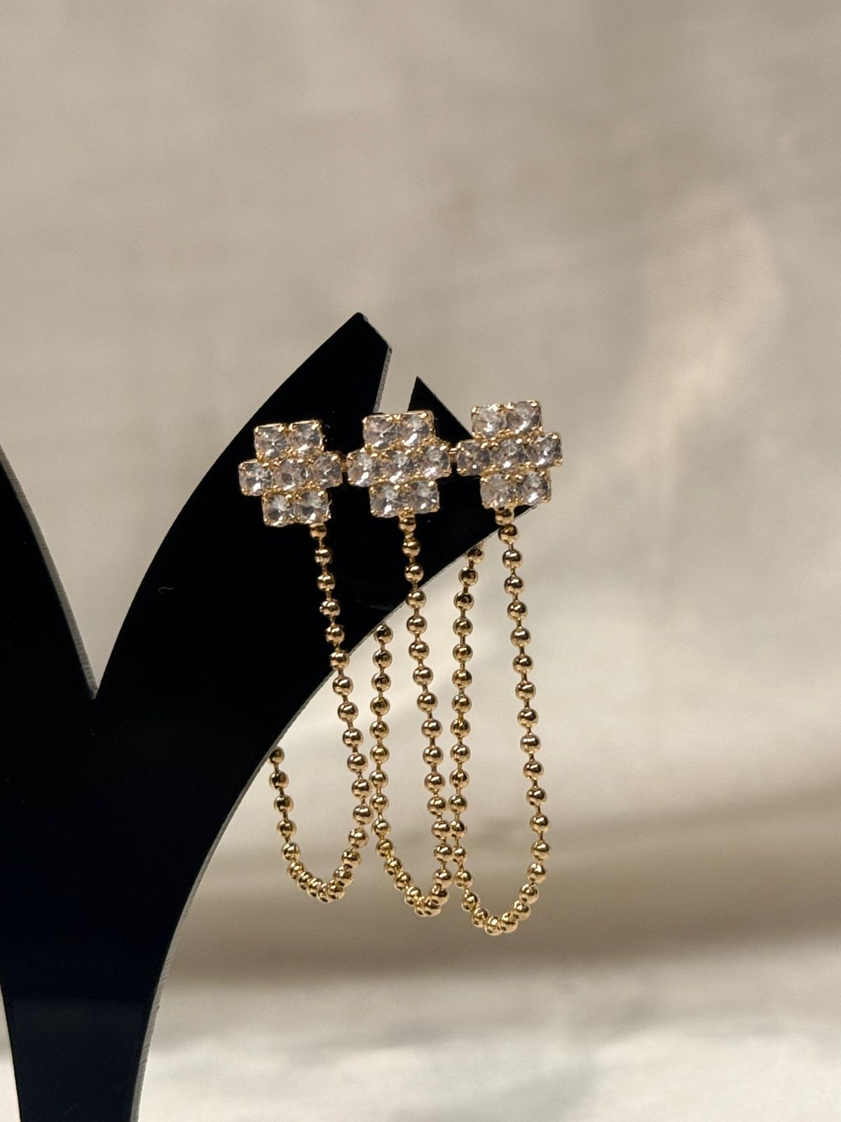 Elegant Gold Plated Floral Drop Earrings,llb825