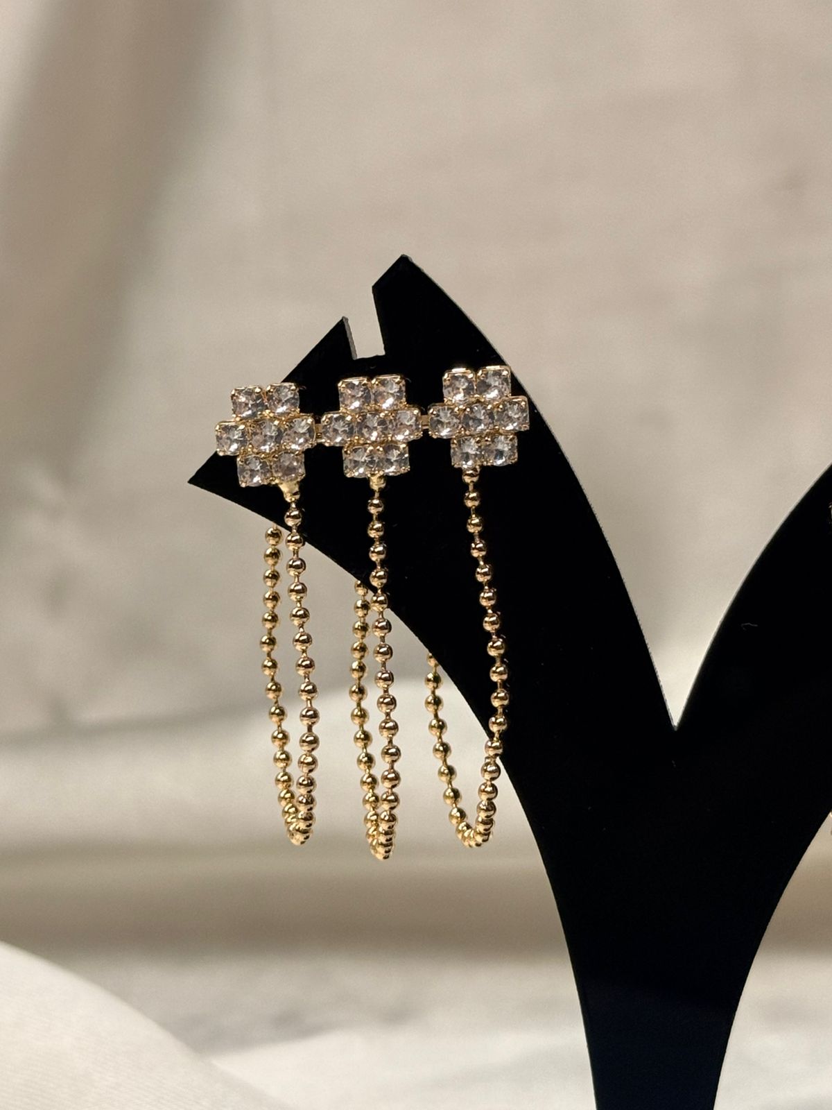 Elegant Gold Plated Floral Drop Earrings,llb825