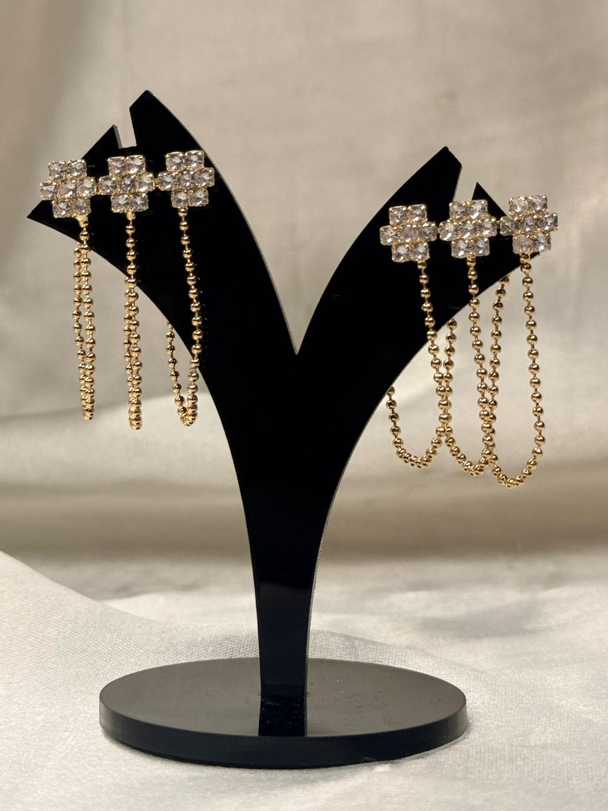 Elegant Gold Plated Floral Drop Earrings,llb825
