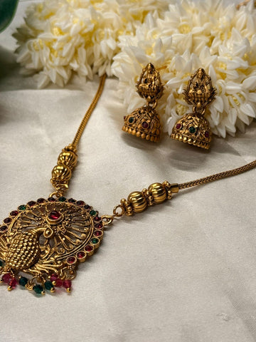 vishu collection,Peacock Design Temple Jewellery Set,llb836