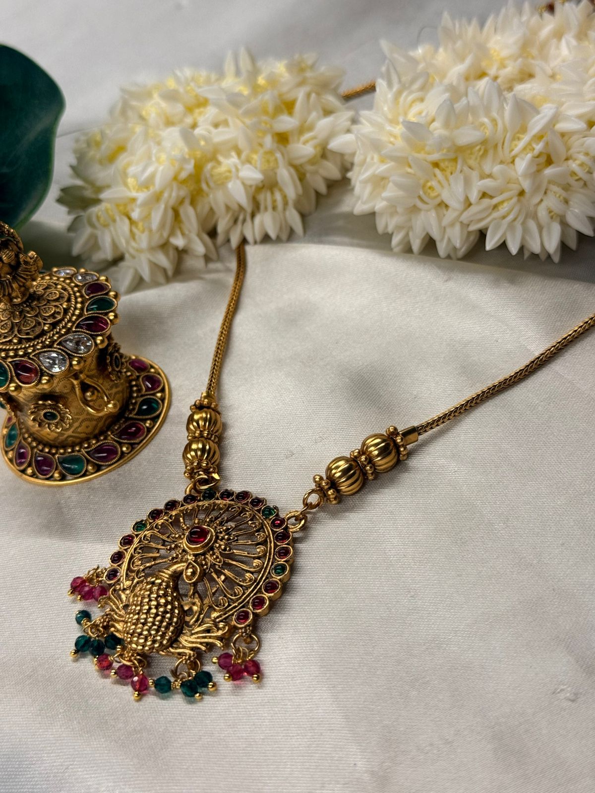 vishu collection,Peacock Design Temple Jewellery Set,llb836