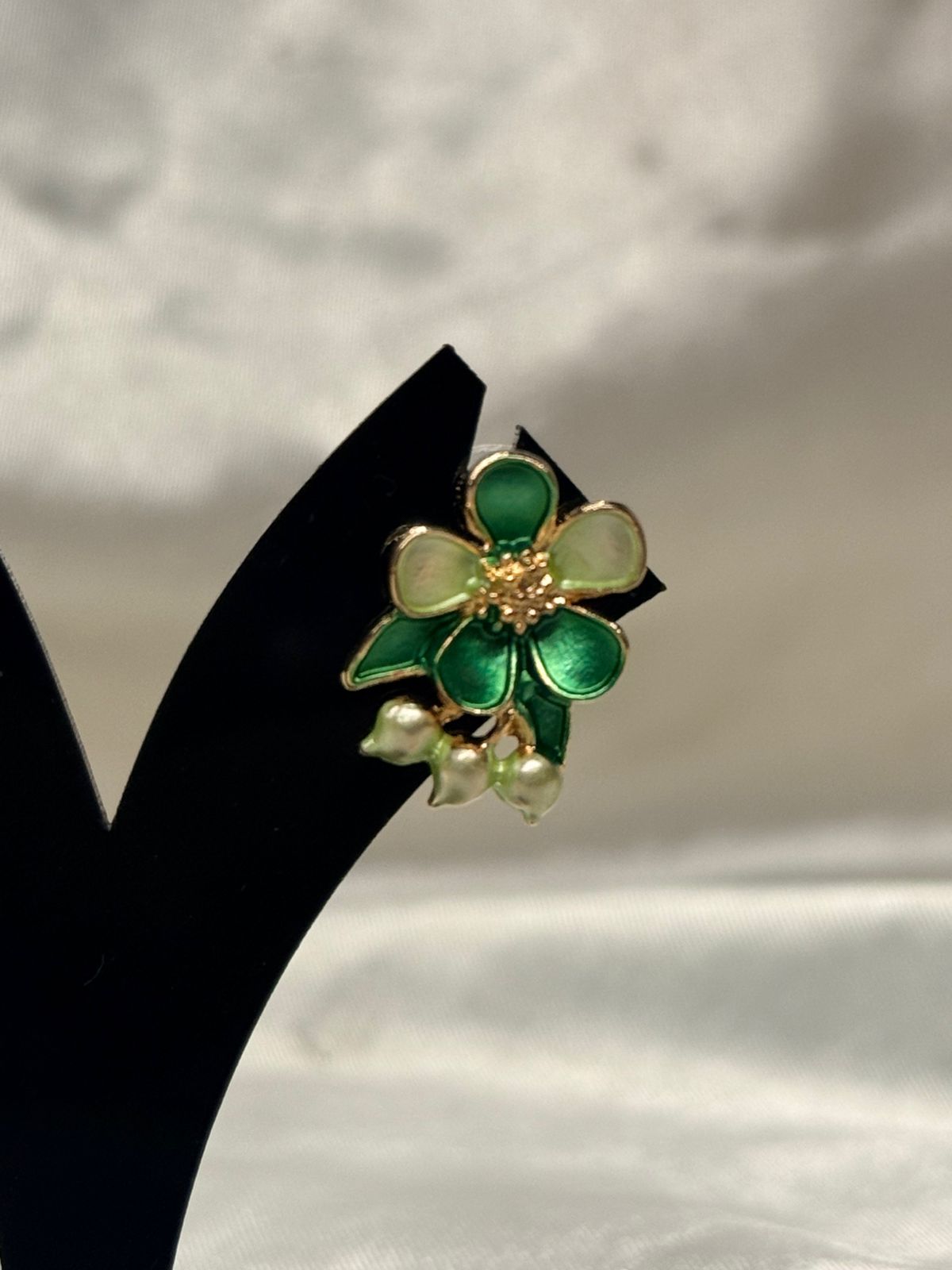 Green Enamel Floral Stud Earrings,llb843