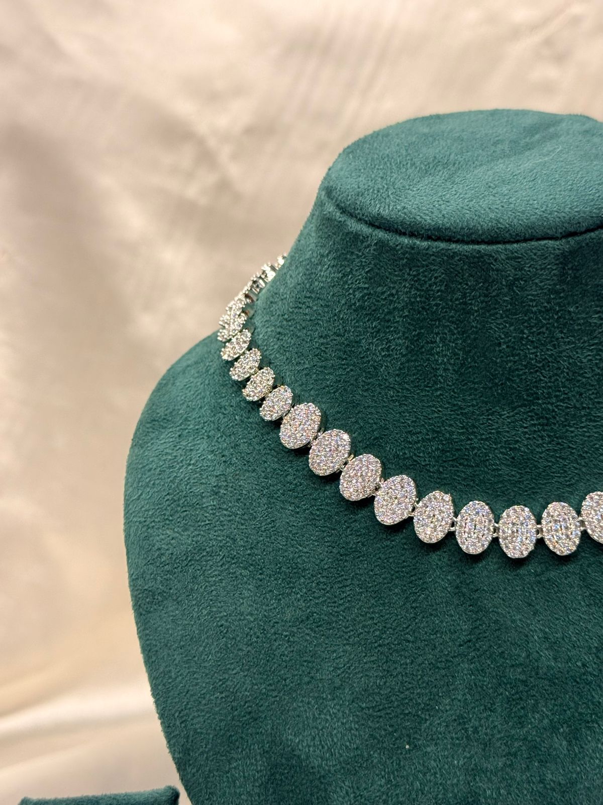 vishu collection,Elegant Silver Crystal Necklace and Stud Earrings,llb854