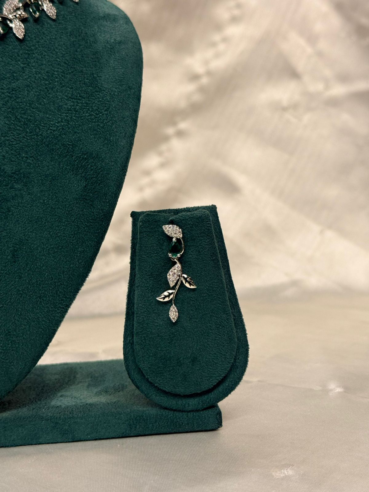 Emerald Green Leaf Necklace Set,llb851