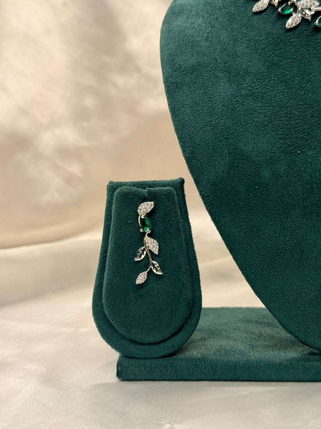 Emerald Green Leaf Necklace Set,llb851