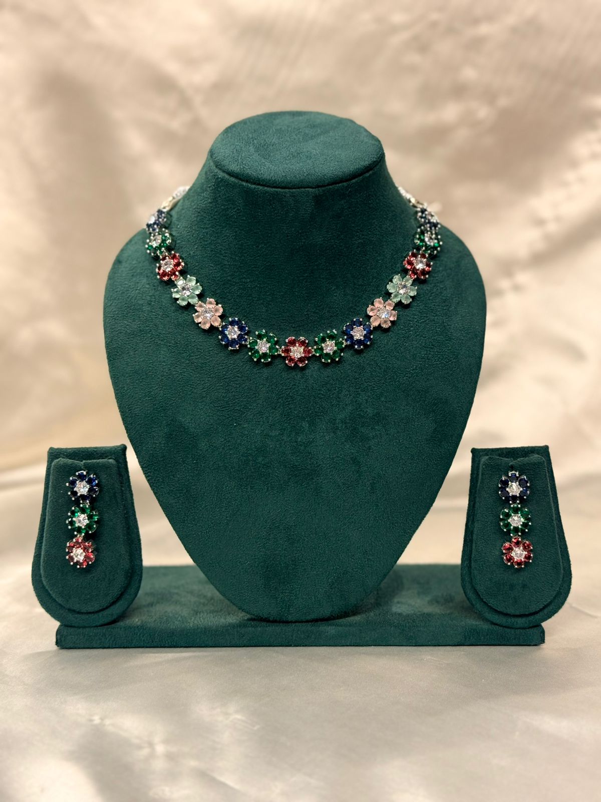 vishu collection,Multi-Color Floral Crystal Jewelry Se,,lb853