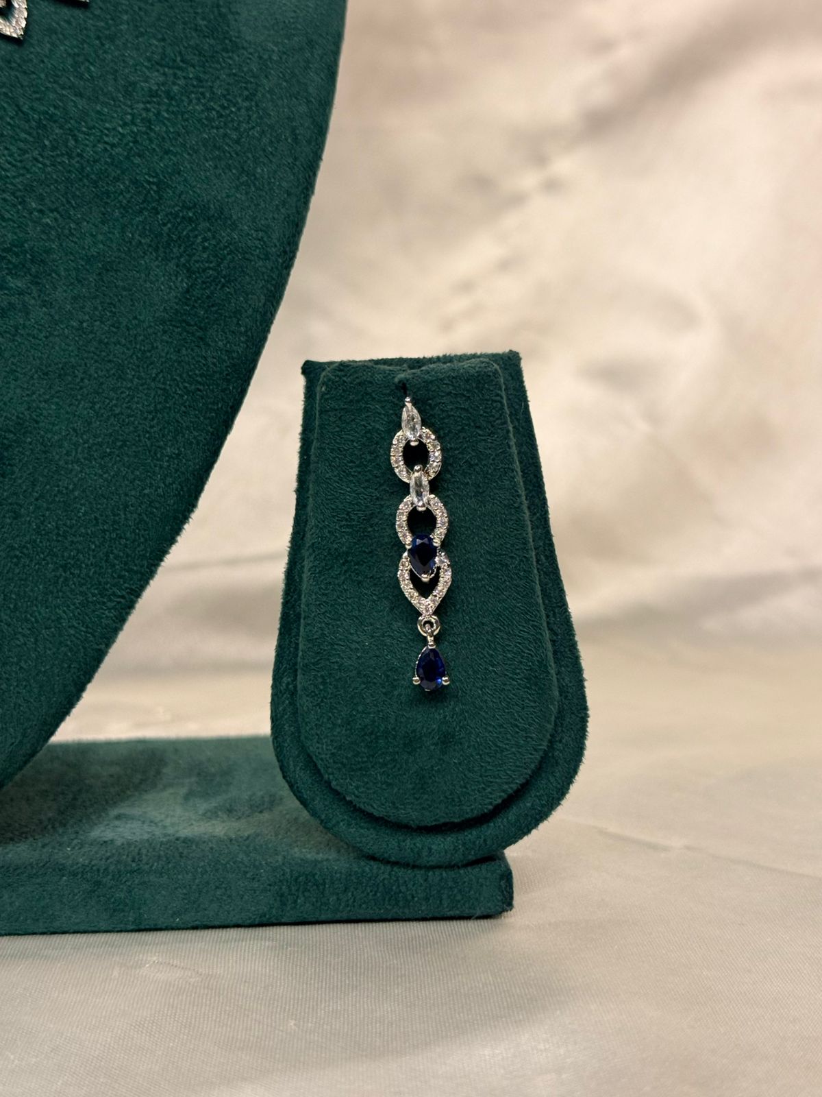 Blue Crystal Fringe Necklace Set,llb849