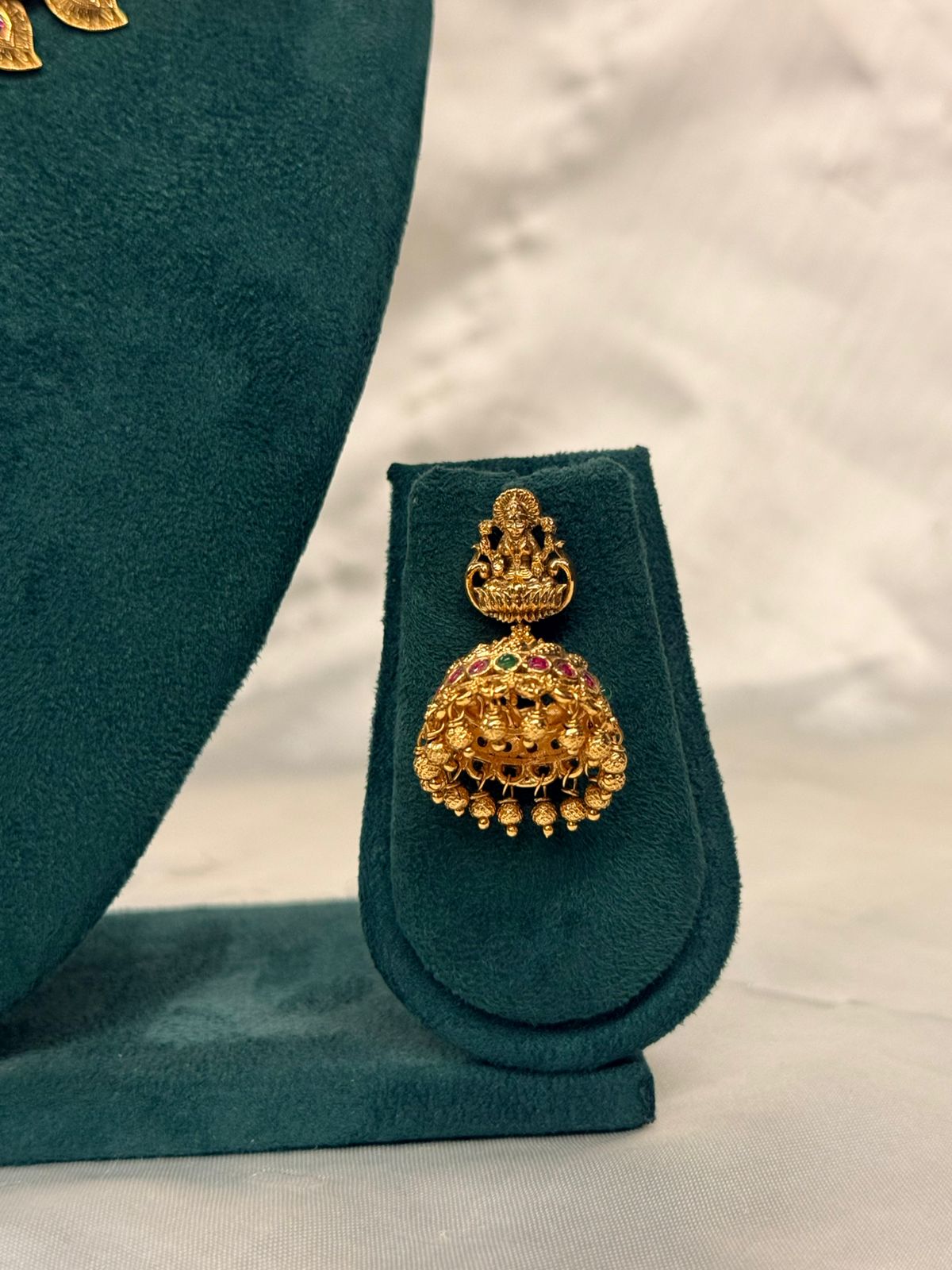 vishu collection,Traditional Lakshmi Temple Jewelry Gold Necklace Set,llb856