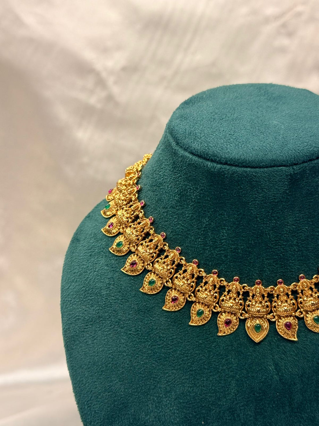 vishu collection,Traditional Lakshmi Temple Jewelry Gold Necklace Set,llb856