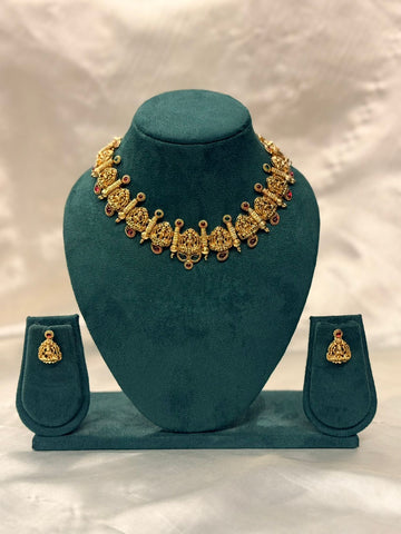 vishu collection,Traditional Temple Jewelry Gold Necklace Set,llb855