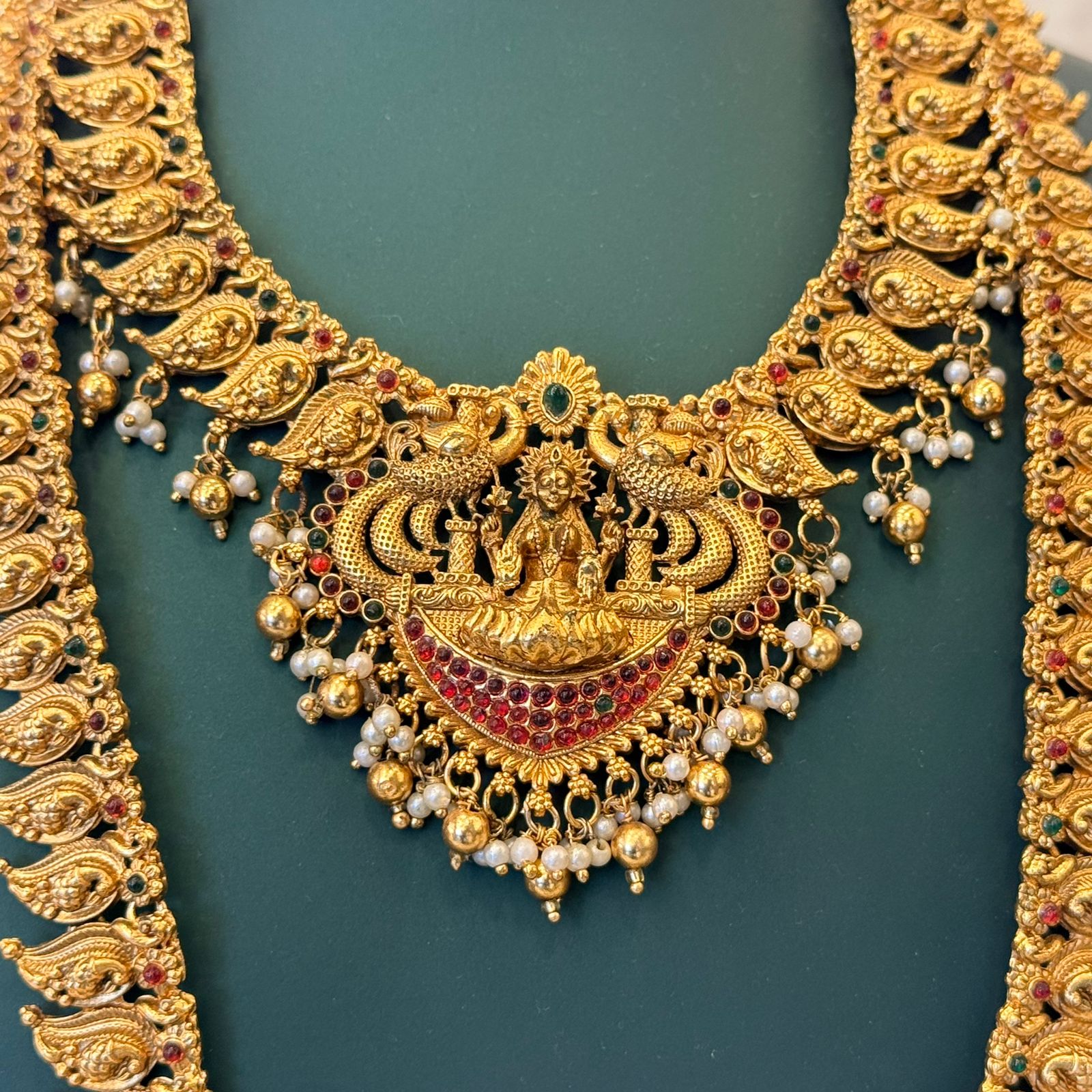 Antique Temple Gold Haram Necklace with Lakshmi,llb862