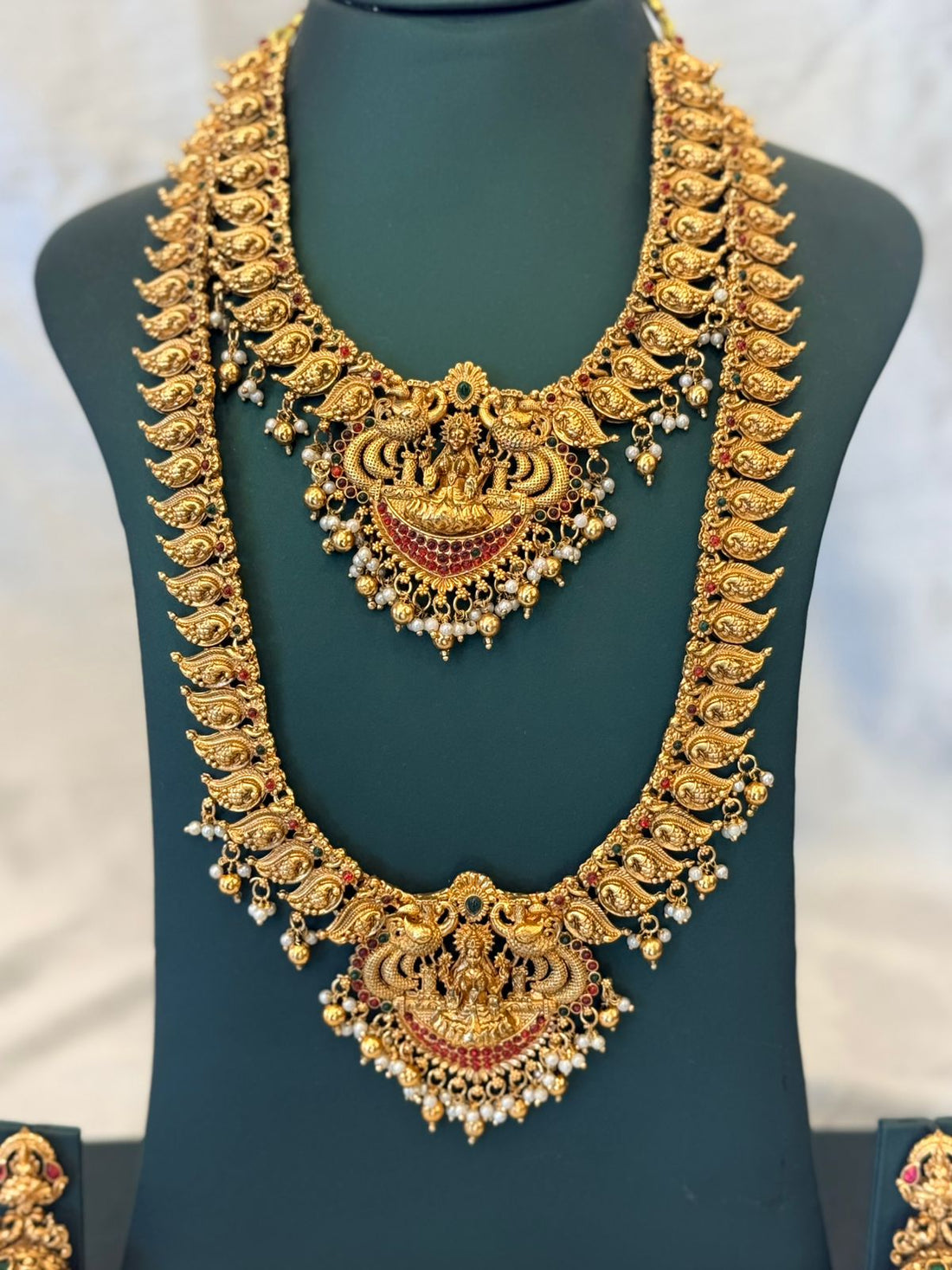 Antique Temple Gold Haram Necklace with Lakshmi,llb862