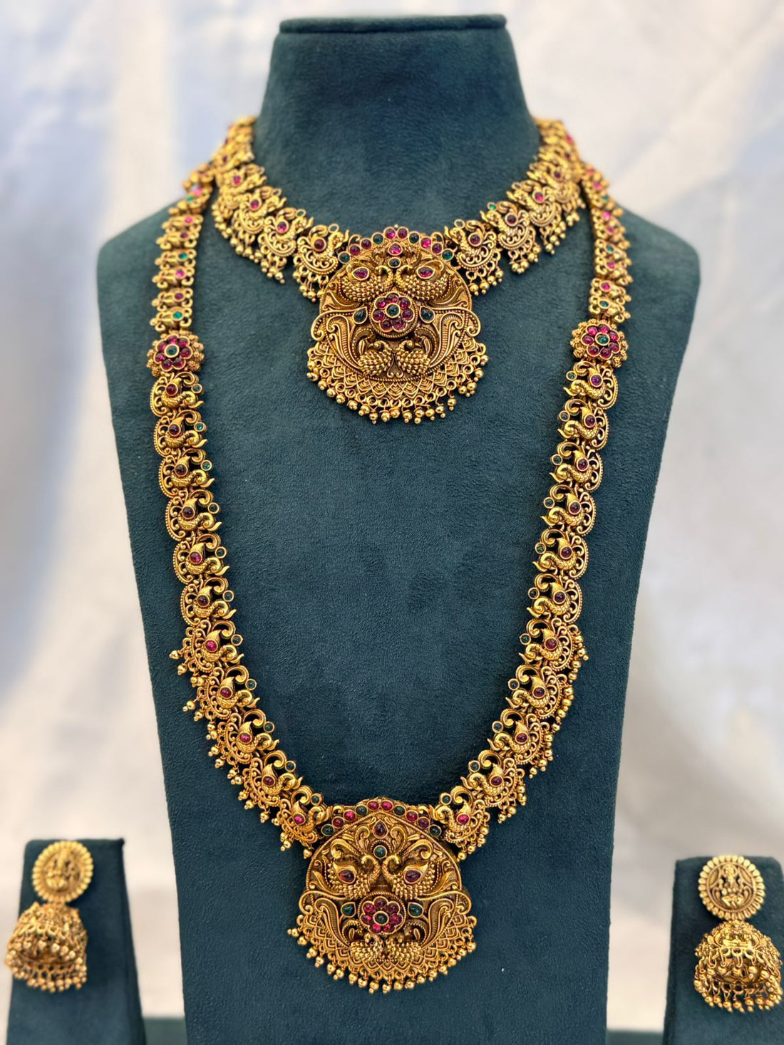 Antique Temple Gold Bridal Necklace set,llb864