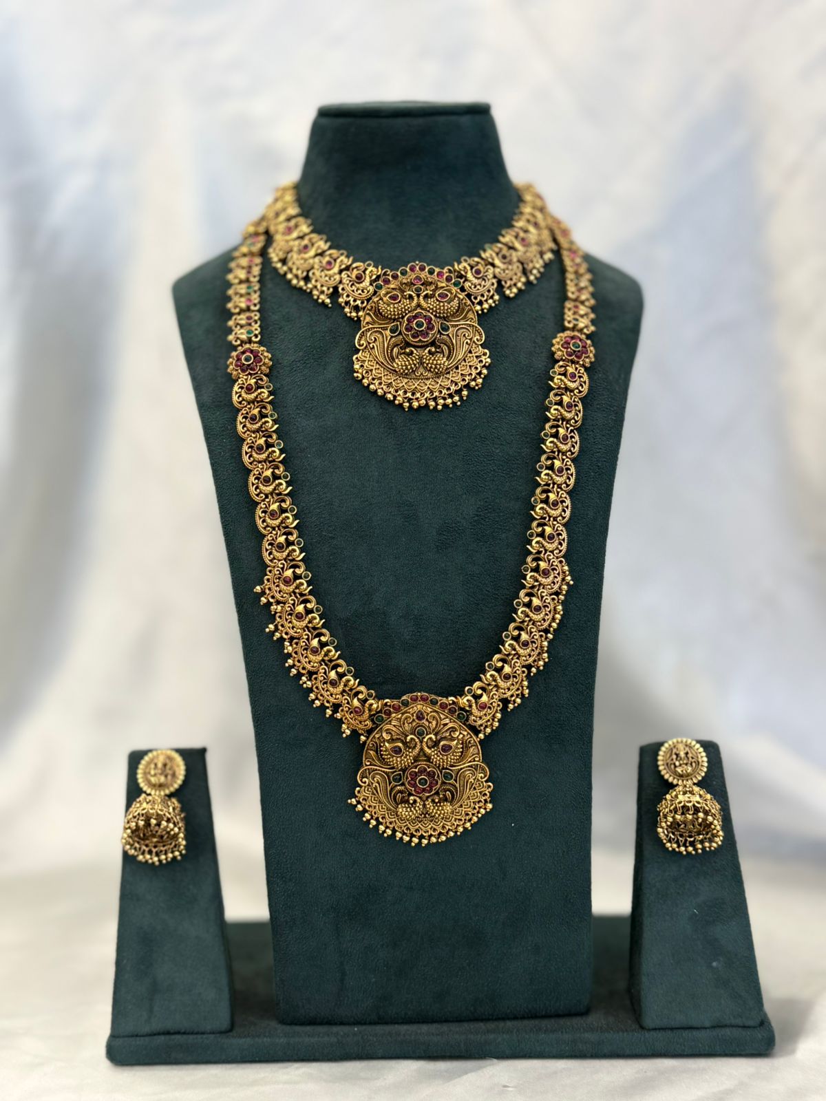 Antique Temple Gold Bridal Necklace set,llb864